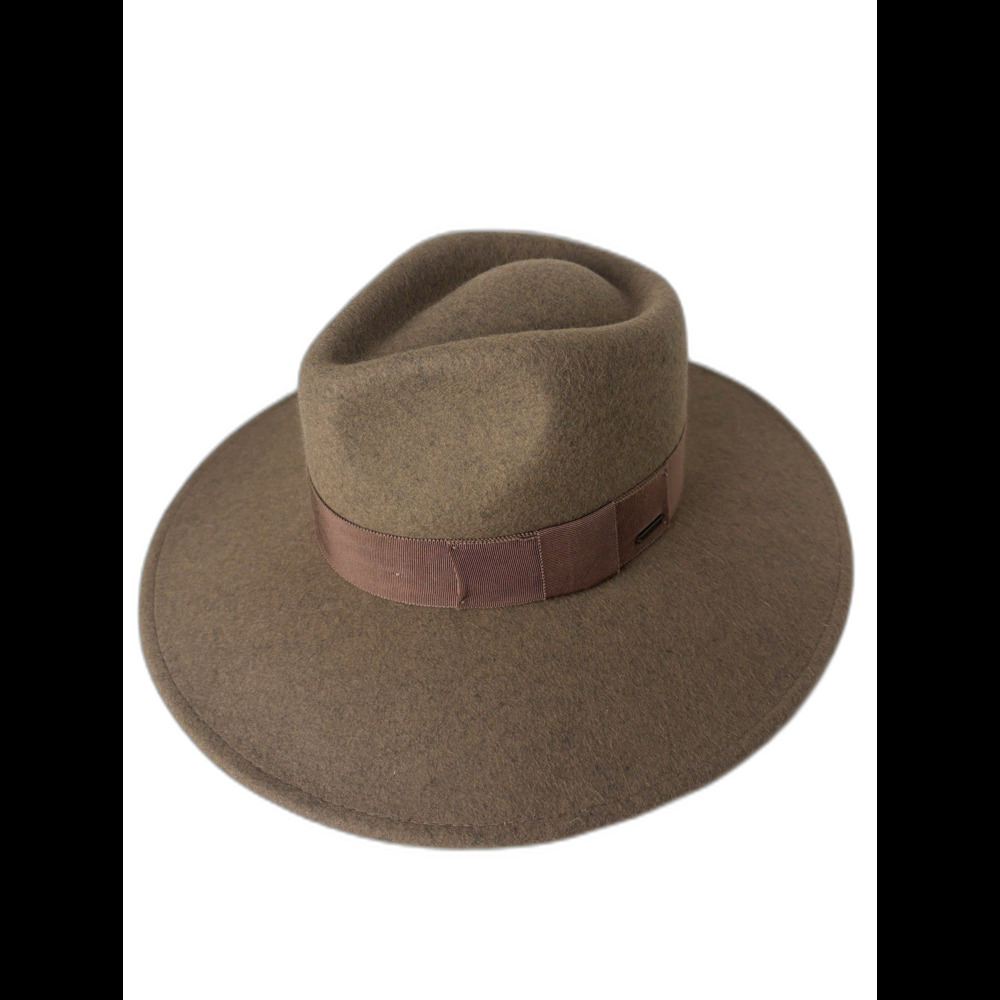 Brixton Wool Fedora Hat Unisex XS Light Tan Felt Wide Brim Classic Western Boho